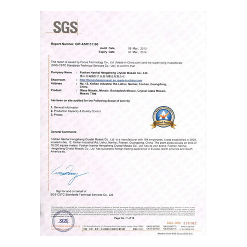 Foshan Nanhai Hengsheng Crystal Mosaic Co.,Ltd.