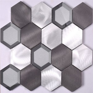aluminium metal - mix glas sechseck mosaik - fliesen für die küche der wall backsplash