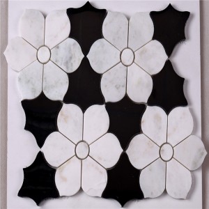 hsc62 wunderschöne schwarze und weiße fliesen bad mit blume marmor mosaikboden fliesen und wand kacheln