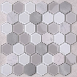 hsl41 einzigartiges grün - weiße kleine hexagon boden und wand mosaik - fliesen.