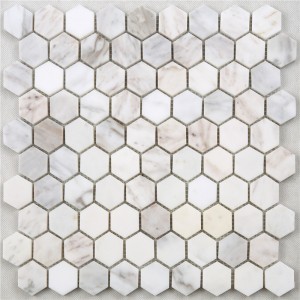 sdl40 weißen carrara marmor - mosaik - fliesen hexagon - medaille für bad, küche und