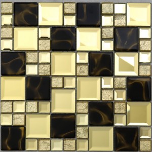 Baumaterial-Wand-Dekor-glänzendes Gold abgeschrägte Spiegel-Mosaik-Glasfliese