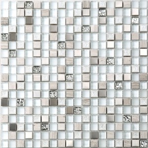 Superweiße Glasmischstein-U-Bahn-Mosaik-Fliesen für Badezimmer-Wand