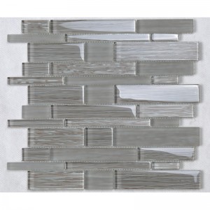 Kristallglas-gelegentliche gemischte Streifen-Mosaik-Rückseiten-Spritzen-Fliese grau