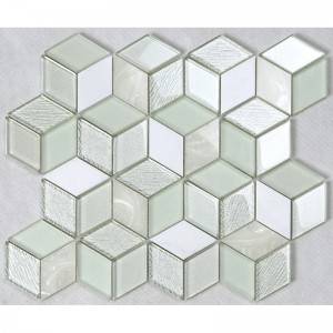 3D Effekt Kristall Hexagon Glas Mosaik Weiß Küche Backsplash Arbeitsplatte Dekoration Wände Fliesen