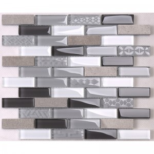 Grauer Streifen-Glasmischungs-Marmor- und Steinmosaik-Dekorations-Wand-Fliesen-Spritzen des modernen Entwurfs graue