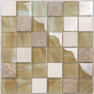 YMS20 Küche Wand dekorative Mattglas gemischte Marmor Stein Mosaik Fliesen Gold